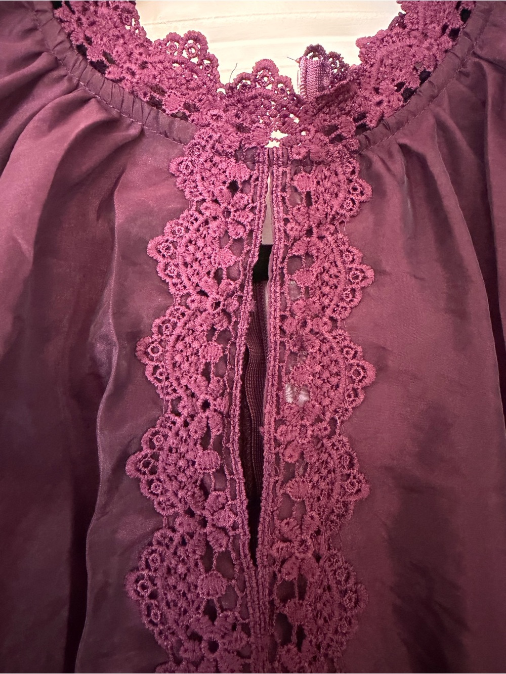 Deep Plum Dress with Lace Trim - Picture 3 of 8